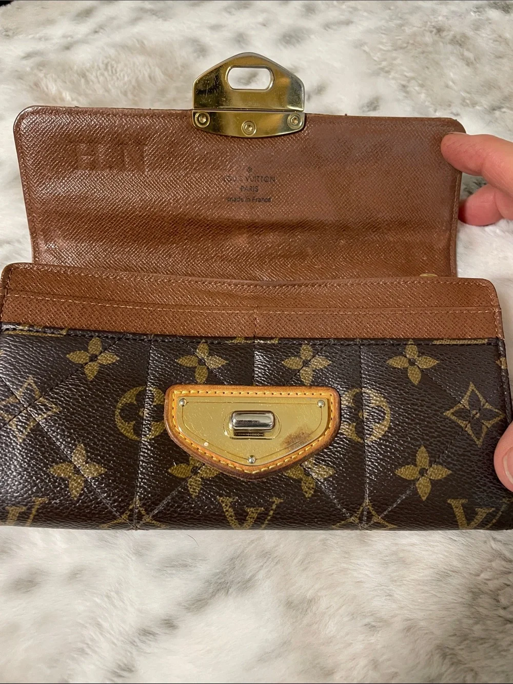 Louis Vuitton Monogram Canvas Brown and Gold Turn-Lock Wallet